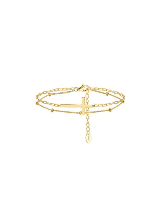 Bratara din argint Cruce III (Silver/Gold)